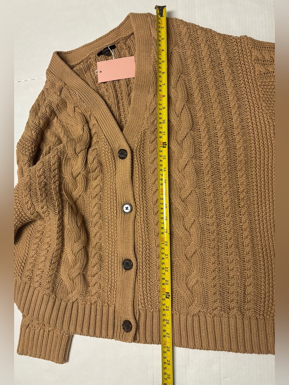Quince organic cotton oversized cable cardigan, size L - Picture 6 of 13